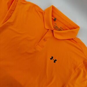 Under Armour‎ Performance Polo Shirt Men's Large Orange Athletic Golf